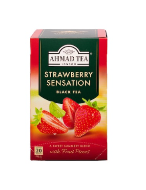 Ahmad Tea Strawberry Sensation Black Tea with Fruit Pieces 20 Tea Bags