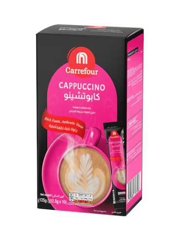 Carrefour Instant Coffee Mix Cappuccino Unsweetened Stick 12.5g Pack of 10