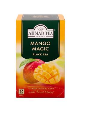 Ahmad Tea Mango Magic Flavoured Black Tea with Fruit Pieces 20 Tea Bags