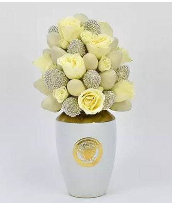 Strawberries and Roses in Premium Vase