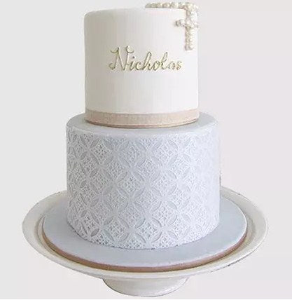 Two Layered Christening Chocolate Cake
