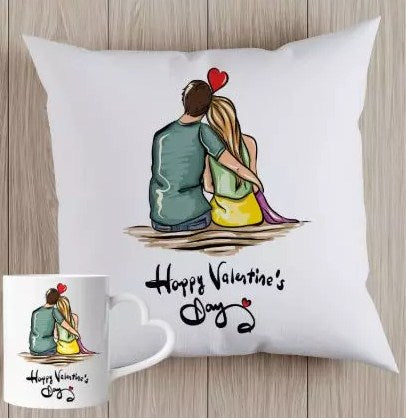 Valentines Couple Sketch Cushion and Mug