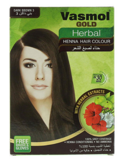 Vasmol Gold Herbal Dark Brown 3 Henna Hair Colour Pack of 1
