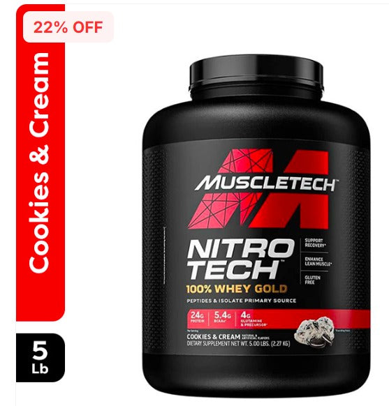 Muscle Tech Nitro Tech Performance Series 100% Whey Gold Bonus Cookies & Cream 5 Lb