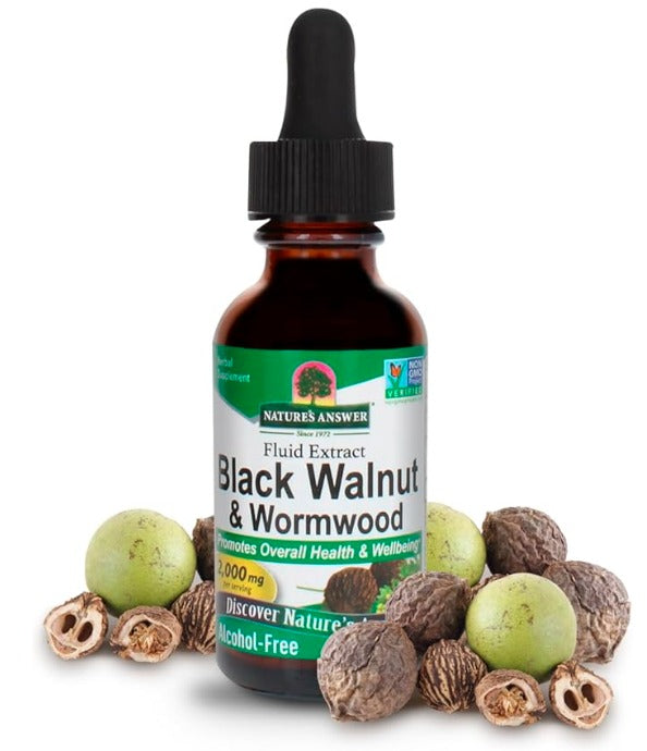 Nature's Answer Black Walnut and Wormwood Complex 2000mg 1oz Extract | Promotes Overall Well-being and Gut Function | Vegan, Non-GMO, Gluten & Alcohol-Free | Single Count