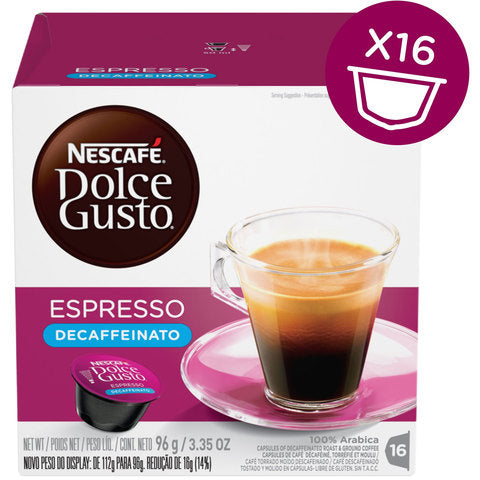 Nescafe Dolce gusto Espresso Decaf Coffee Capsules x Pack of 16 Capsules