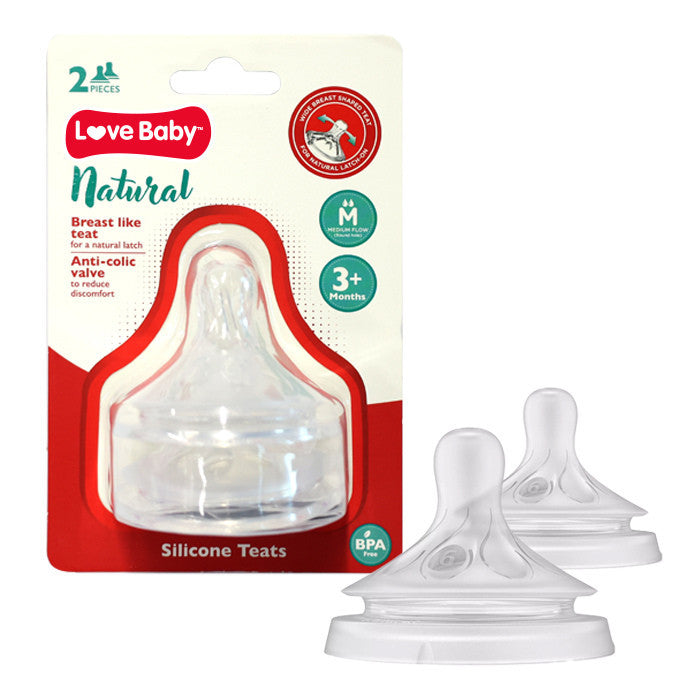 Love Baby Natural Silicone Teats Medium Flow 2s