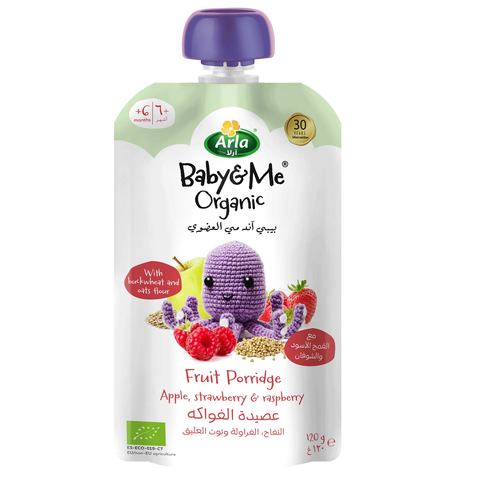 Arla Baby & Me Organic Fruit Porridge Apple Strawberry & Raspberry 120g