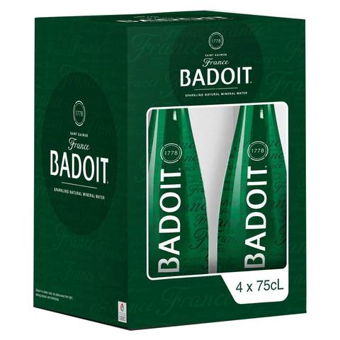Badoit Natural Sparkling Mineral Water Glass 750mlx4