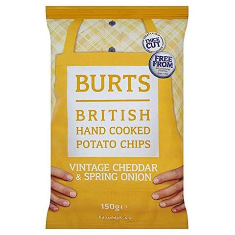 Burts British Hand Cooked Potato Chips Vintage Cheddar & Spring Onion 150g