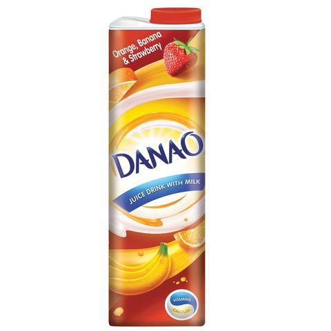 Danao Juice Drink with Milk Orange-Banana & Strawberry 1L