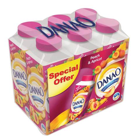 Danao Juice Drink with Milk Peach & Apricot 180ml x 6 pack