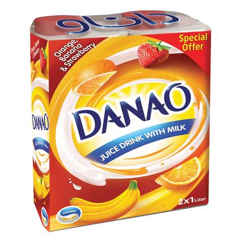 Danao Juice Drink with Milk Orange-Banana & Strawberry 1L x 2 packs