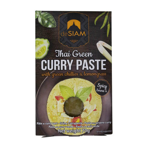 De Siam Thai Green Curry Paste with Spicy Green Chillies & Lemongrass 70g