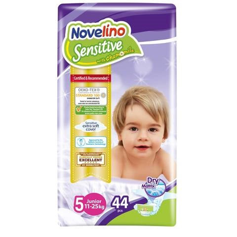 Novelino Sensitive Baby Diapers Size 5 Junior 11-25kg 44 Counts