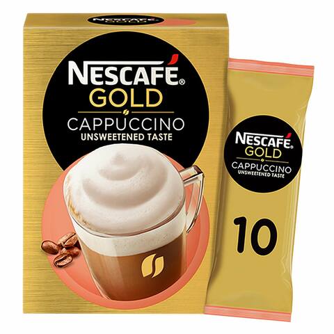 Nescafe Gold Cappuccino Unsweetened Taste Coffee 14.2g x Pack of 10 Sachets