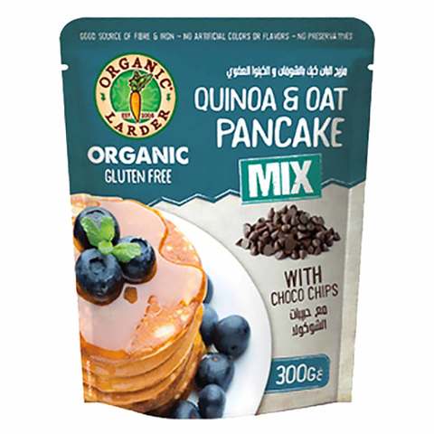Organic Larder Quinoa And Oat Pancake Mix Choco Chips 300g