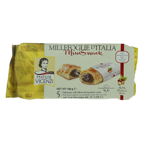 Matilde Vicenzi Puff Pastry Rolls Filled with Hazelnut Cream 125g