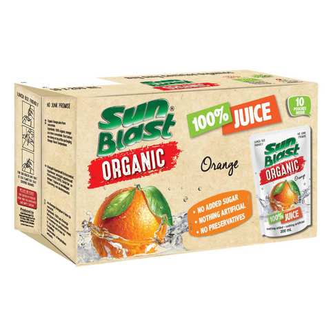 Sun Blast Organic Orange Juice 200ml x Pack of 10