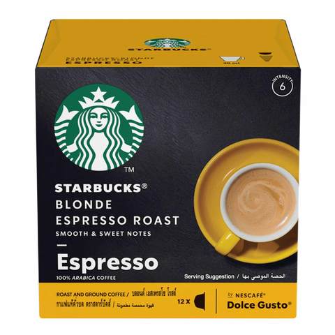 Starbucks Blonde Espresso Roast by NESCAFE DOLCE GUSTO Blonde Roast Coffee Pods, Box of 12, 66g