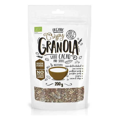 Diet Food Organic Crispy Granola With Cacao and Seeds 200g