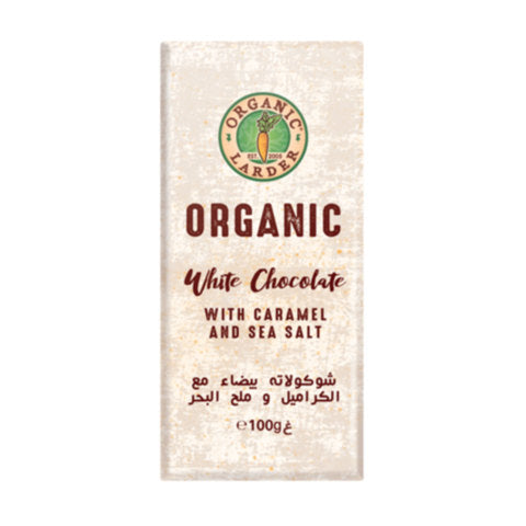 Organic Larder Choco White Caramel and Sea Salt 100g