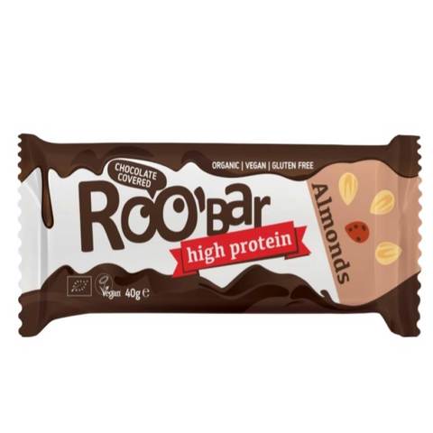 Roo\'Bar Chocolate Coated Almond Protein Bar 40g