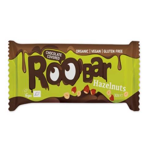 Roo\'Bar Chocolate Coated Hazelnut Bar 30g