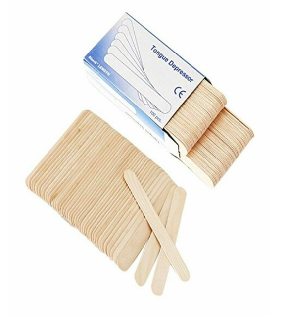 100 Piece Disposable Wooden Wax Applicator Sticks Beige
