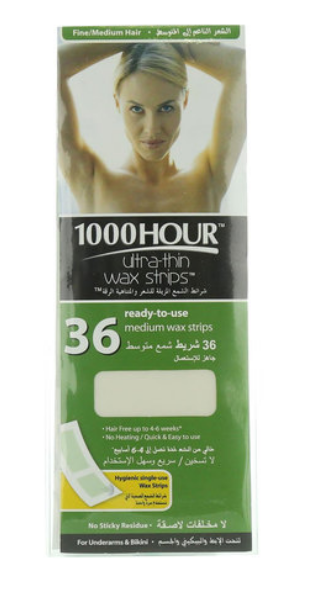 1000 Hour Ultra-Thin Wax Strips Fine for Medium Hair Pack of 36