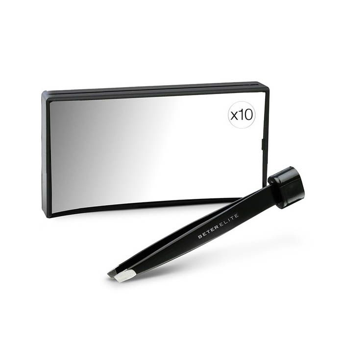 Beter Elite Rectangular Mirror X10 With Tweezers