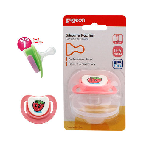 Pigeon Strawberry Print Step-1 Silicon Pacifier