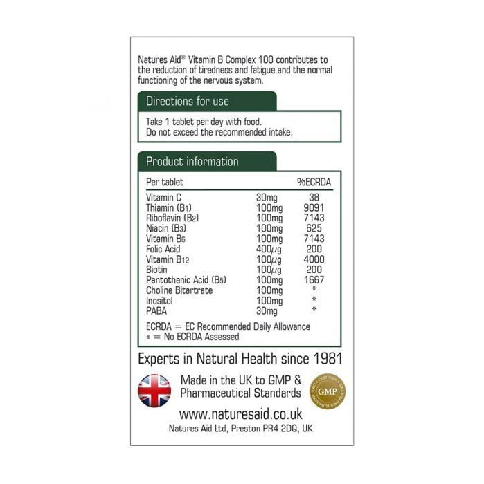 Natures Aid Vitamin B Complex 60's Tablet