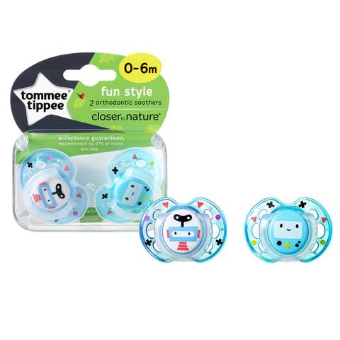 Tommee Tippee Closer To Nature 2X 0-6M Fun Style Soother