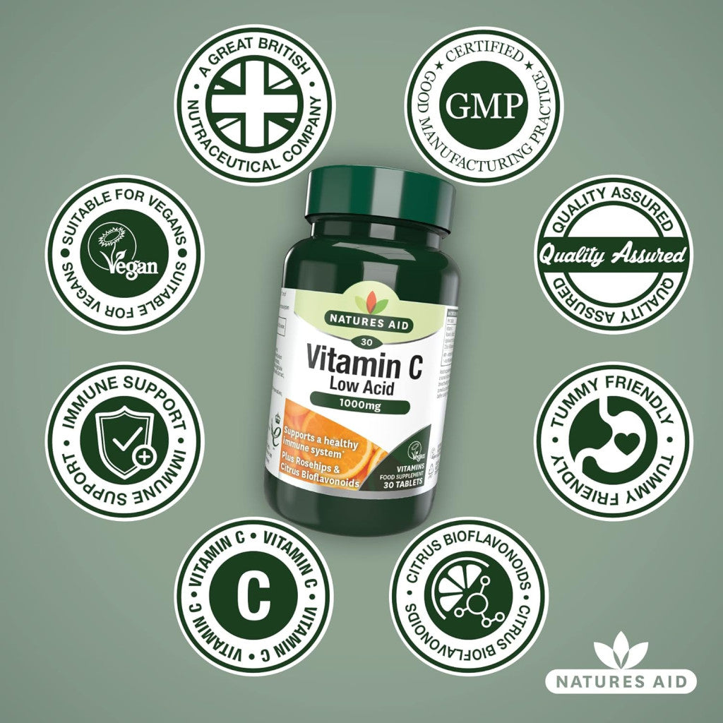 Natures Aid Vitamin C 1000 mg Low Acid Tablets 30's