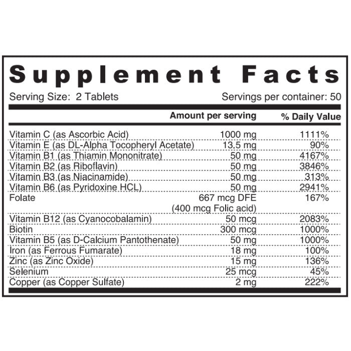 Sunshine Nutrition B Complex With Vitamin C 1000 mg Tablet 100's