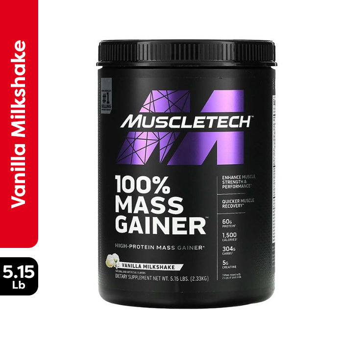 MuscleTech, 100% Mass Gainer, Vanilla Milkshake 5.15 Lbs