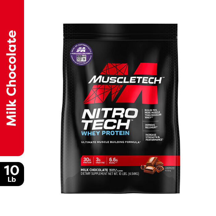 Muscletech Nitro Tech Whey Protein, Milk Chocolate, 10 LB