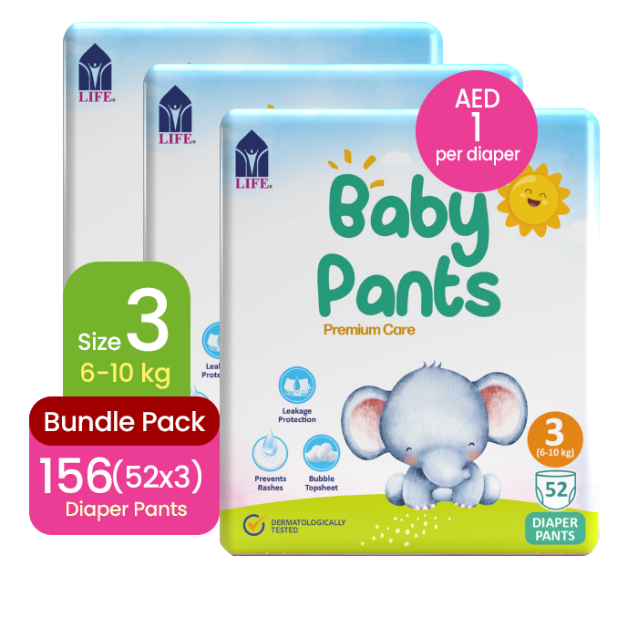Life Baby Diaper Pants Size 3-Medium (6-10KG) 52'S ( Bundle of 3)