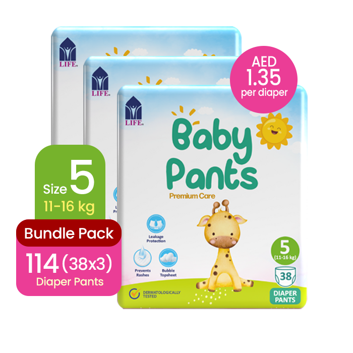 Life Baby Diaper Pants Size 5-Extra Large (11-16KG) 38's ( Bundle of 3)