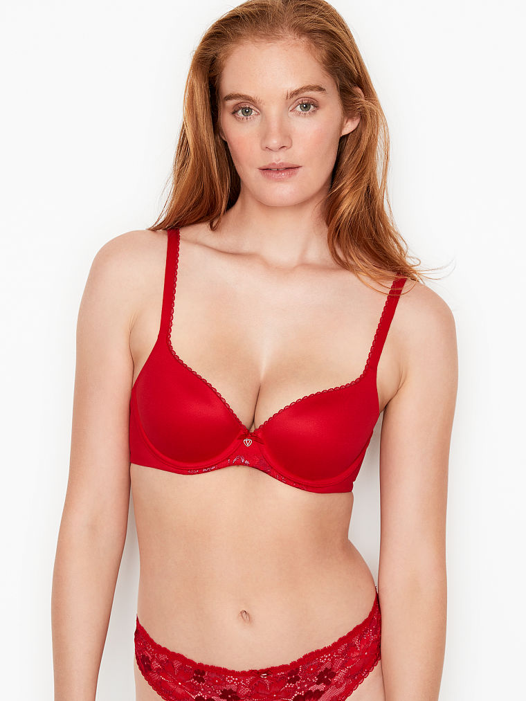 BODY BY VICTORIA Lightly Lined Lace Detail Shimmer Demi Bra