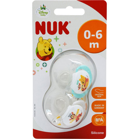 Nuk Winnie The Pooh Silicon Soothers 0-6m/2pcs