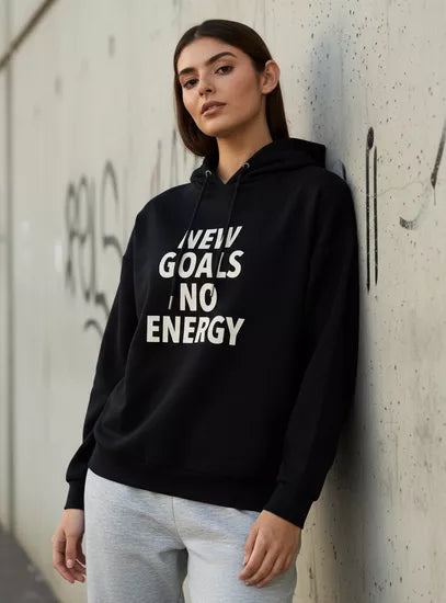 Slogan Print Hooded Sweatshirt