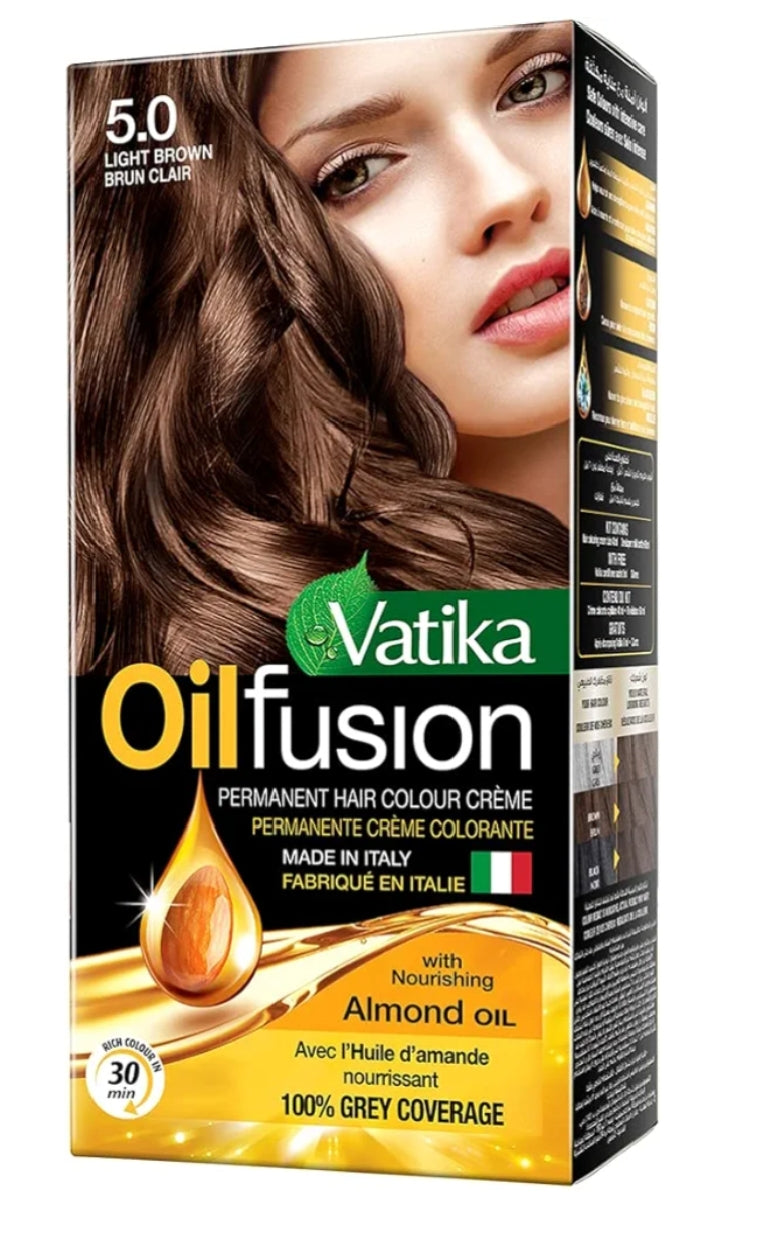 Dabur Vatika Vatika Naturals Coloring Kit - Light Brown With Almond Oil | 100% Grey Coverage | Permanent Hair Dye With Quick Applicator - 180 ml