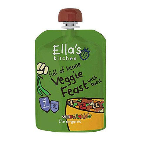 Ella\'s Kitchen Full of Beans Veggie Feast with Basil Baby Food Pouch 120g