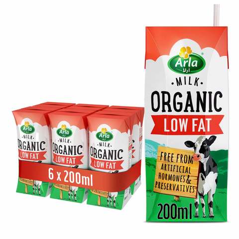 Arla Organic Milk Low Fat 200ml x Pack of 6