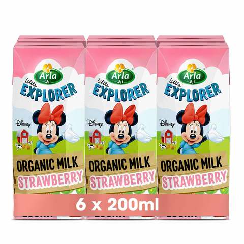 Arla Disney Organic Strawberry Flavour Milk 200ml x Pack of 6