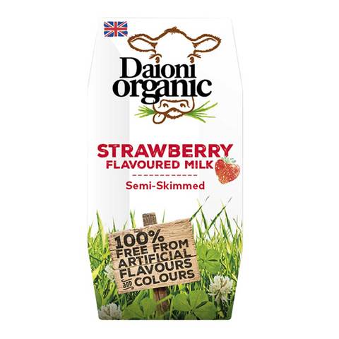 Daioni Organic Semi Skimmed Strawberry Milk 200ml
