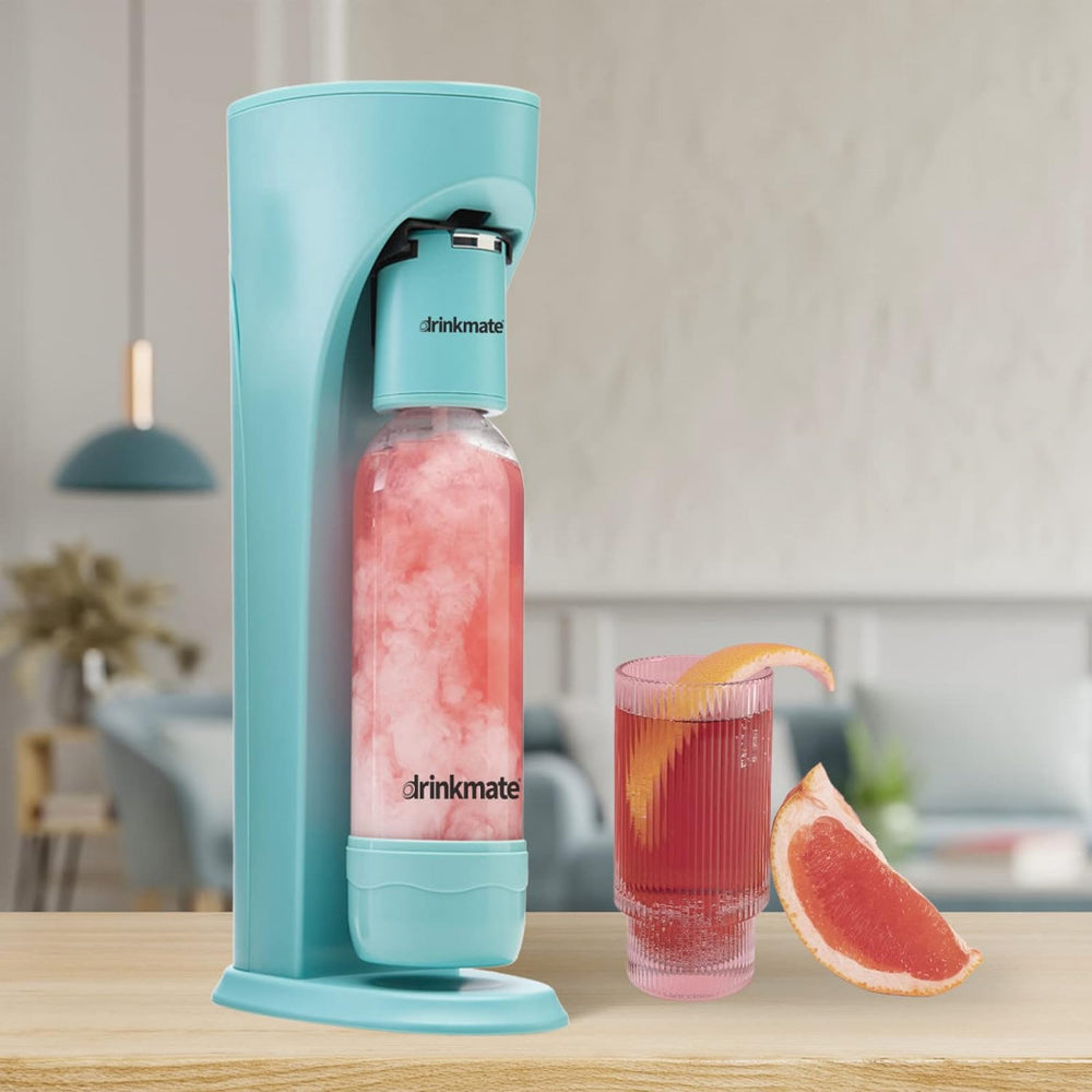 Drinkmate Sparkling Water And Soda Maker, Carbonates Any Drink, Without Co2 Cylinder (Arctic Blue),
