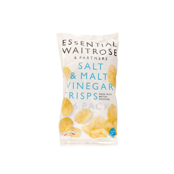 Essential Waitrose salt & vinegar crisps 6x25g